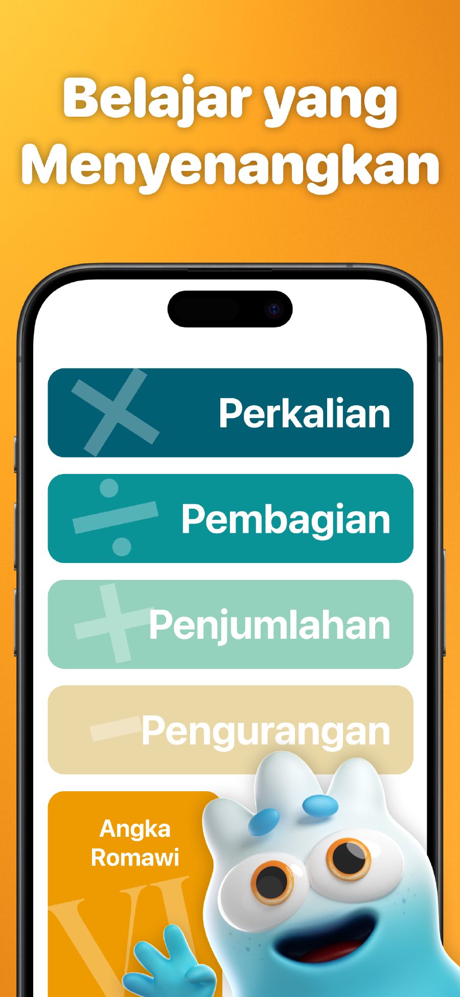 Pembelajaran Menyenangkan - Menu utama dengan berbagai operasi matematika