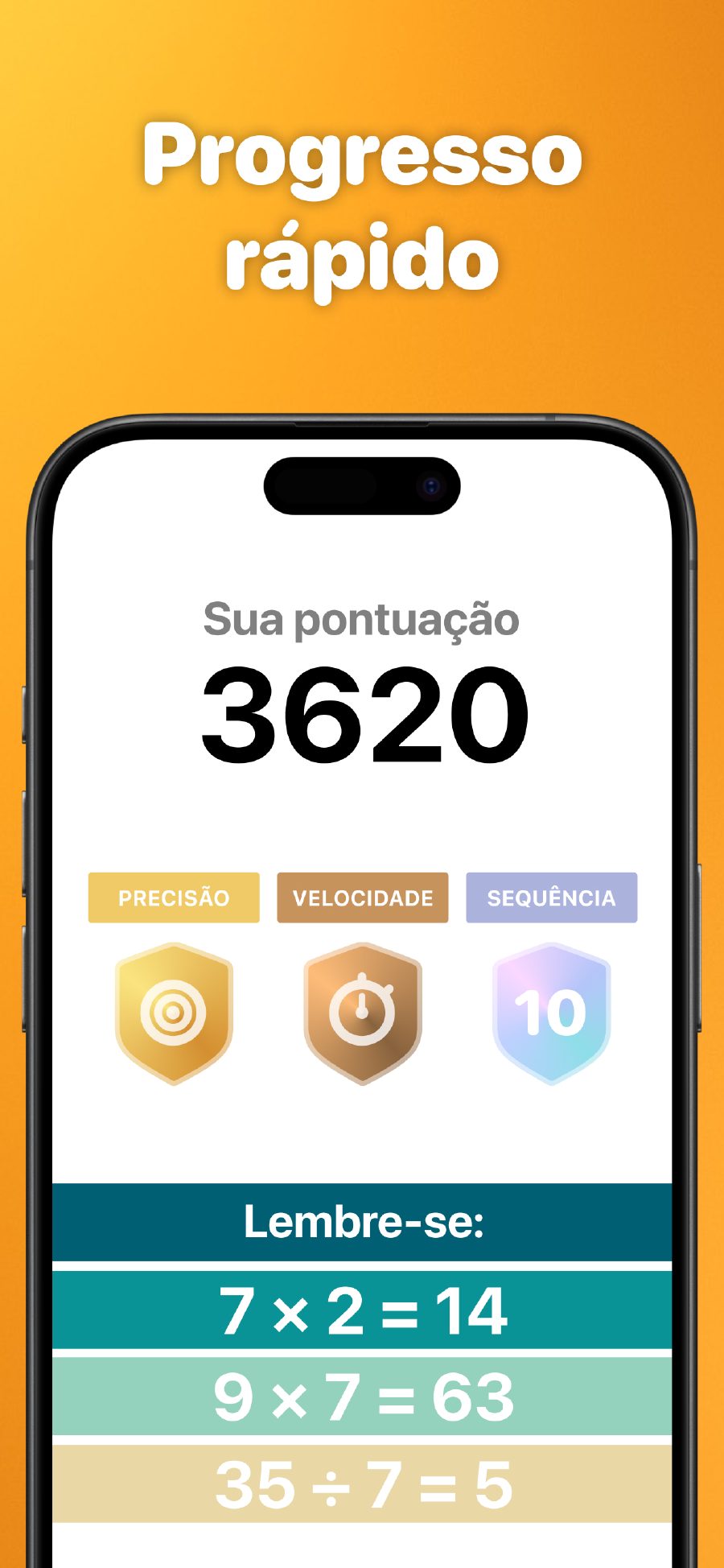 Acompanhamento de progresso com pontuação e conquistas
