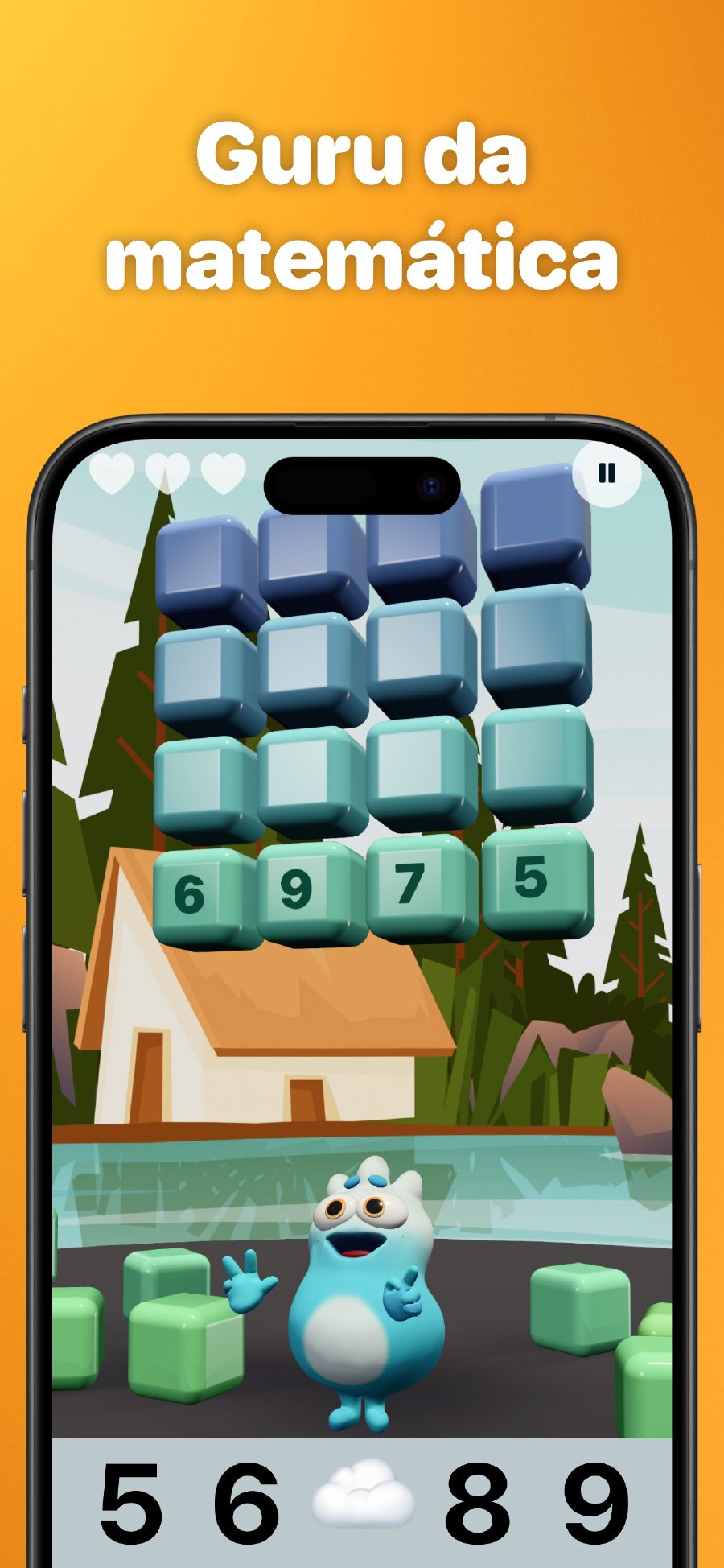 Modo de jogo Guru da Matemática com blocos numéricos